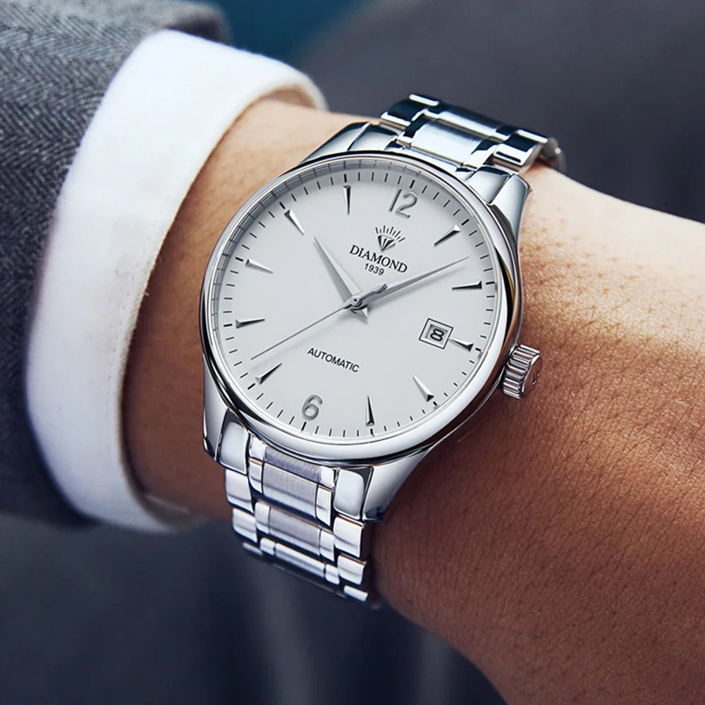 Relógio automático diamante Shanghai para homens, 38mm relógios de