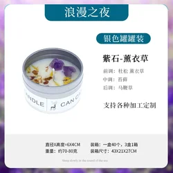 Enhanced Aromatherapy Candle Gift Set with Crystals and Dried Flowers in Decorative Iron Tins (Lavender)