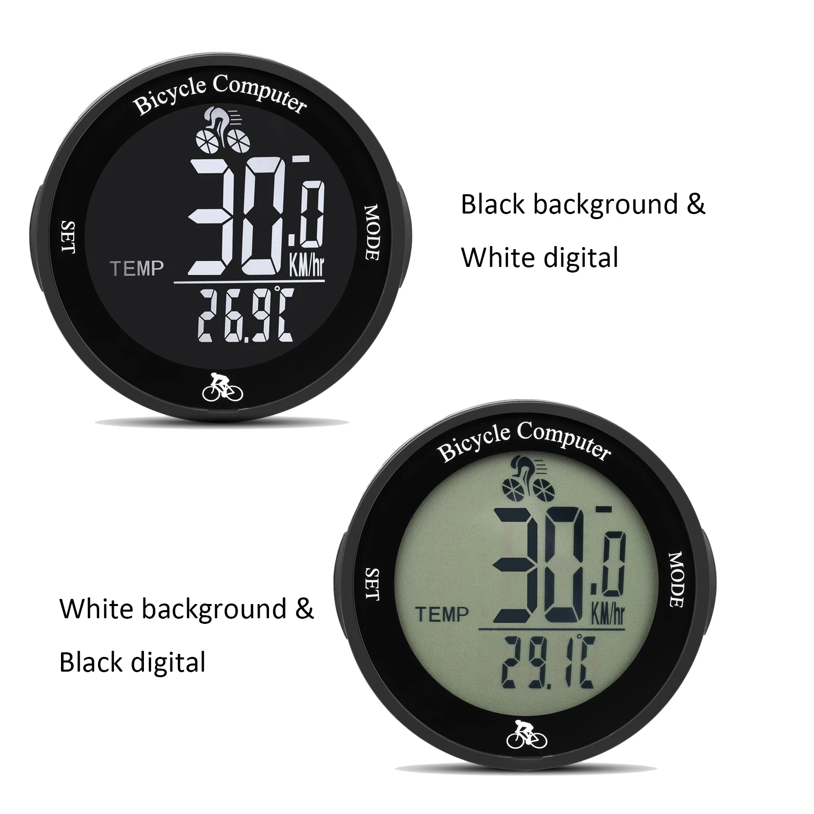 Compteur Vélo Numérique étanche - Odomètre, Speedomètre, Horloge - Sans Fil - LCD