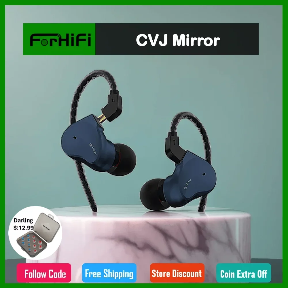 

CVJ Mirror Headphone 2BA+1DD-Hybrid Metal High Fidelity Sports Earphones HiFI Wired Headset With Noise Cancellation Function