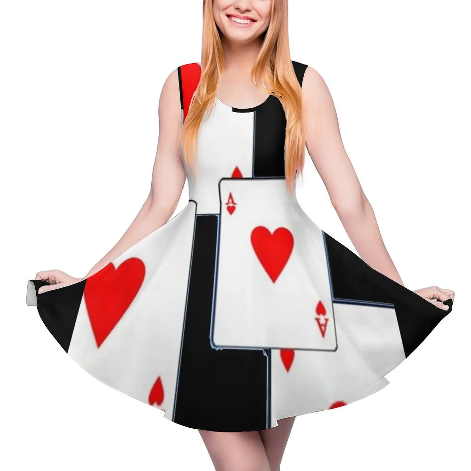 

Женский комбинезон без рукавов RED HEARTS ACES, Летний комбинезон черного цвета с игральными картами