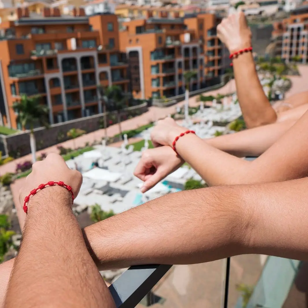 Adjustable Red String Bracelets - Handmade Lucky 7 Knots Amulet Jewelry for Couples  Friends