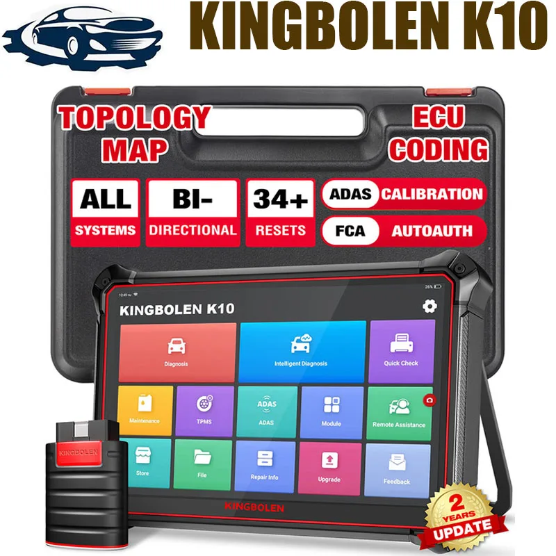 

KINGBOLEN K10 All System Car Diagnostic Tools 34 Resets IMMO/GPF TPMS Resets ECU Coding Active Test Guide Function 2 Years Free