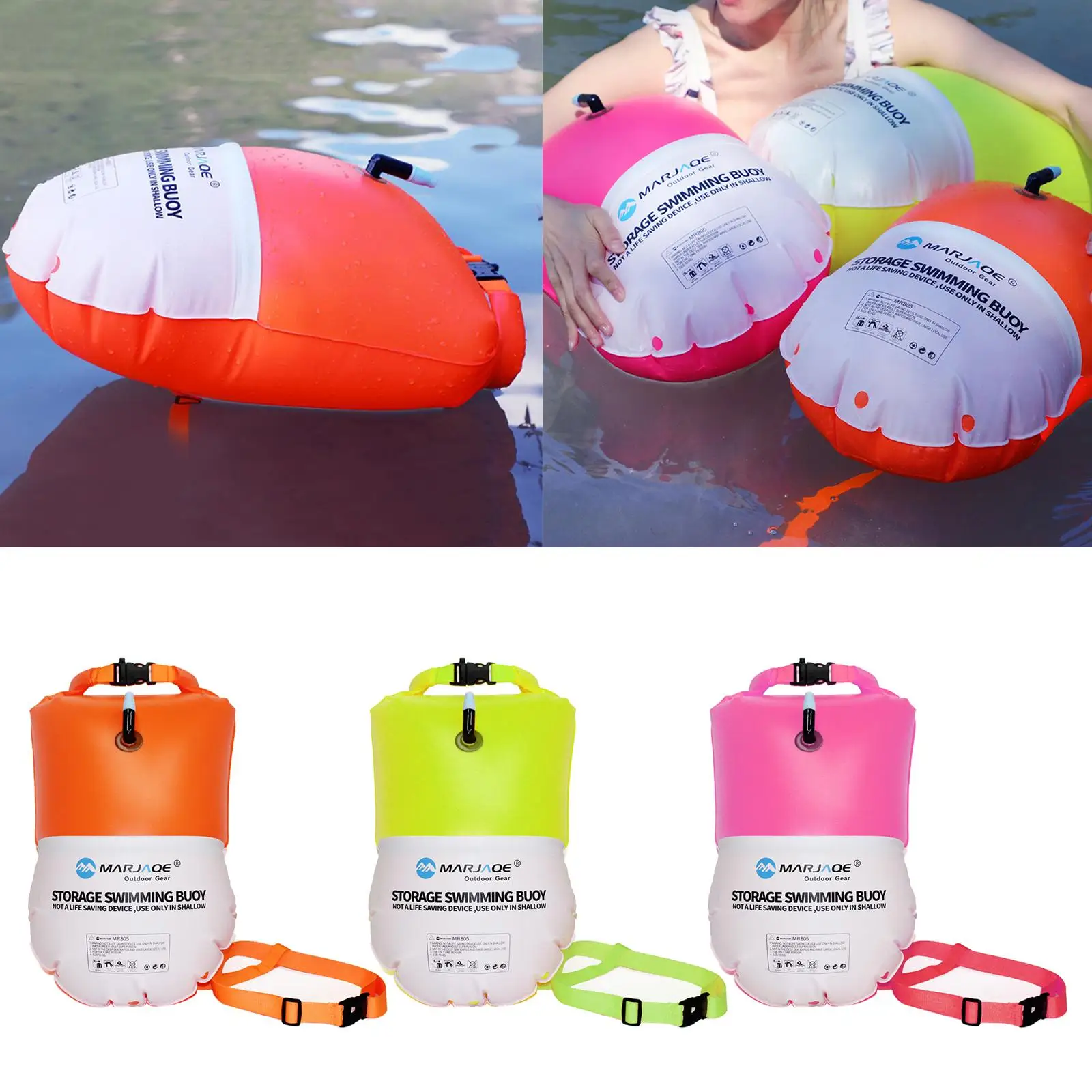 Swim Buoy Visible Float Dry Bag Open Water Swimmers Safe Swim Training
