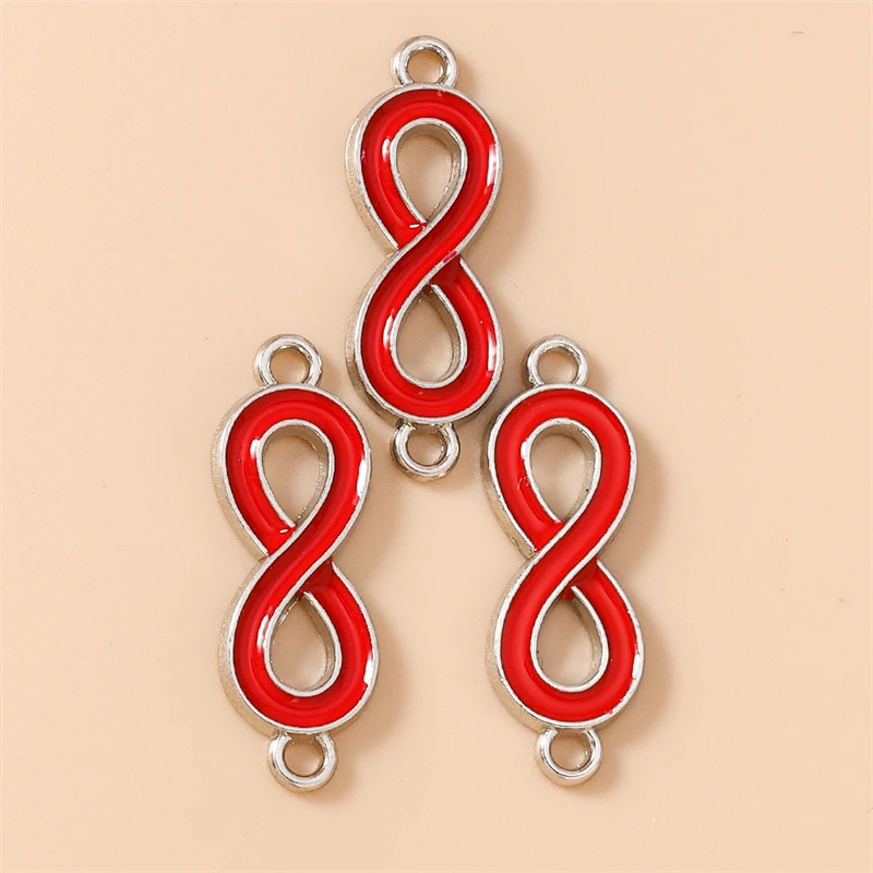 20 Stück 10 x 27 mm niedliche bunte Emaille-Infinity-Symbol-Anhänger-Verbinder für die Schmuckherstellung, Armbänder, Halsketten, DIY-Bastelbedarf – Detail 11