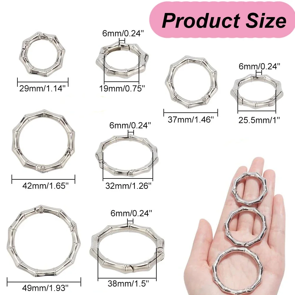 5PCS Metal Bamboo Buckle Spring O Ring Round Push Trigger Key DIY Connector Openable Keyring Carabiner Purses Handbags Snap 2