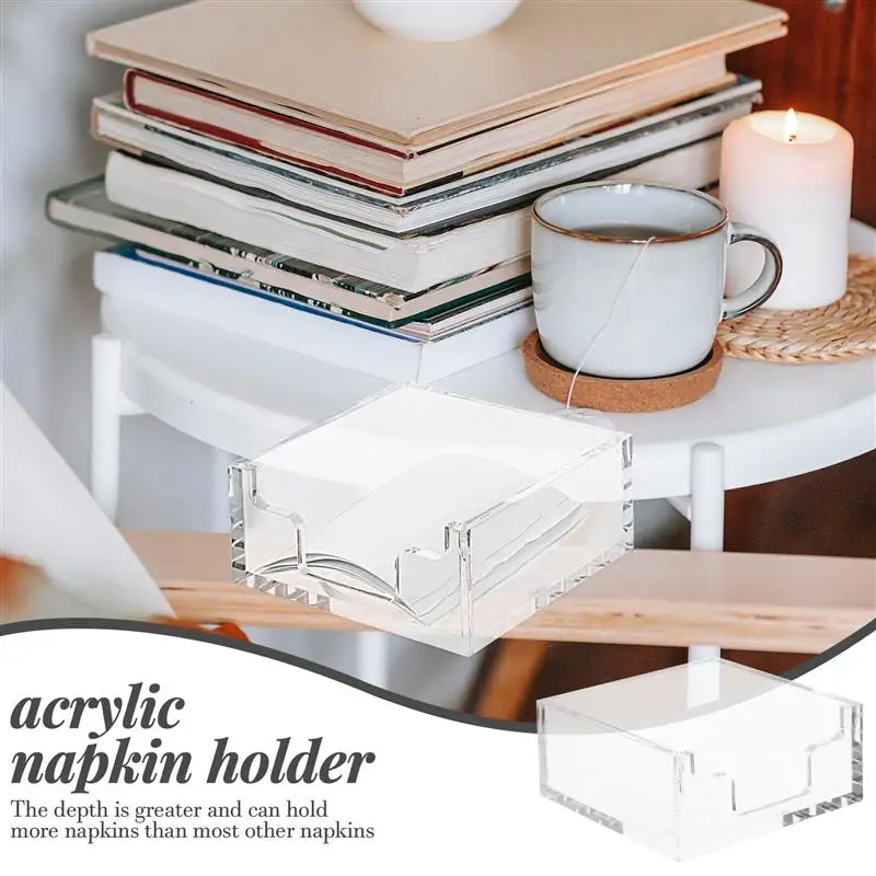 Small Napkin Holder Acrylic Paper Towel Dispenser Box Tissue Guest Case Tissue Box Napkin Holder for Kitchen Dining Desktop 4