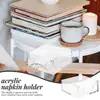 Small Napkin Holder Acrylic Paper Towel Dispenser Box Tissue Guest Case Tissue Box Napkin Holder for Kitchen Dining Desktop 4