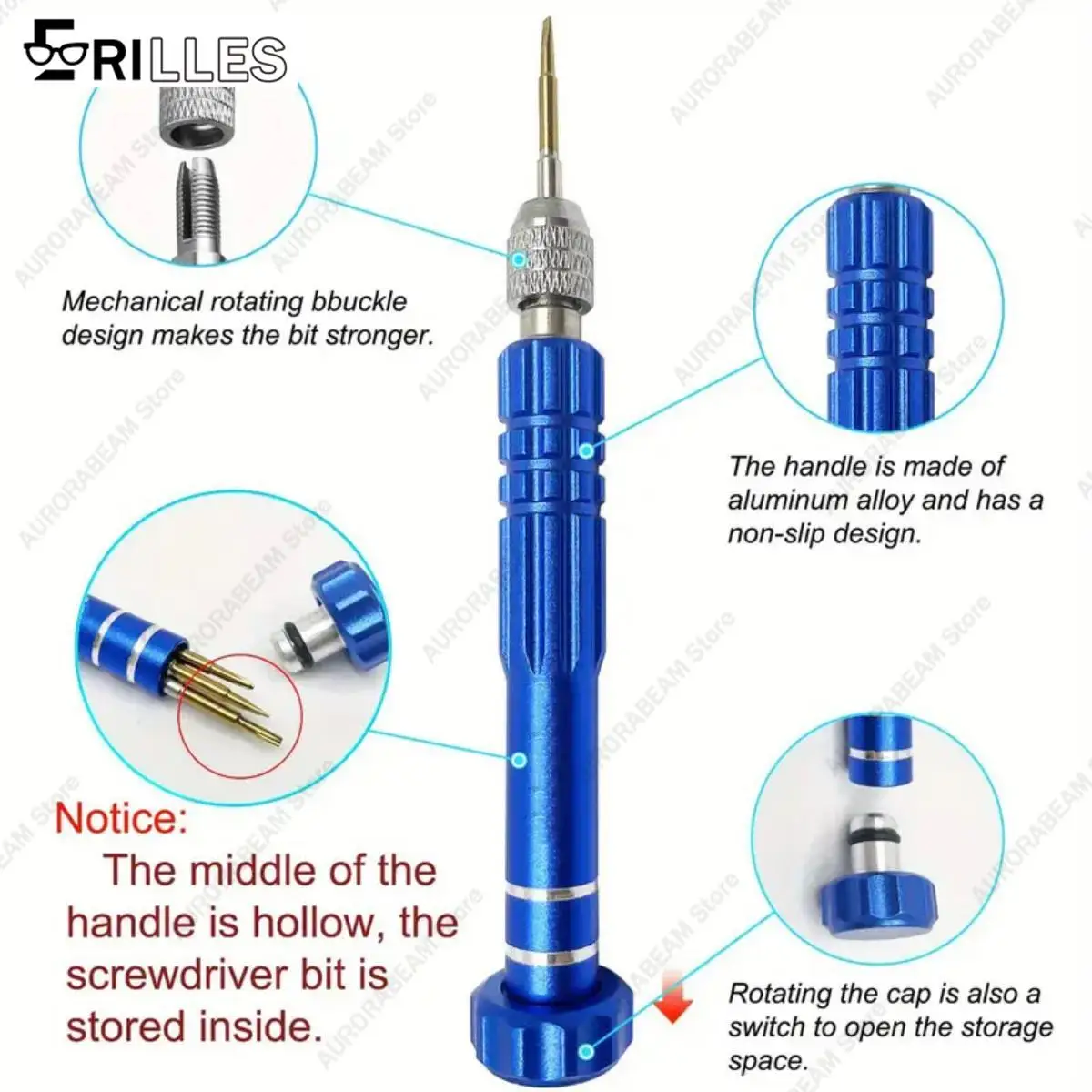 5-in-1 다기능 소형 드라이버 키트 수리 도구 (안경/전자제품/시계/보석용), 자석 휴대용 팁, 휴대용