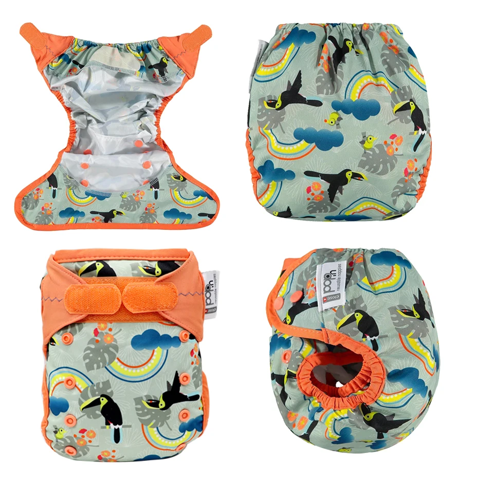 Close Pop-in Waterproof Popper Double Gusset Reusable Nappy Cover Designed for Flat and Fitted Nappies Unisex