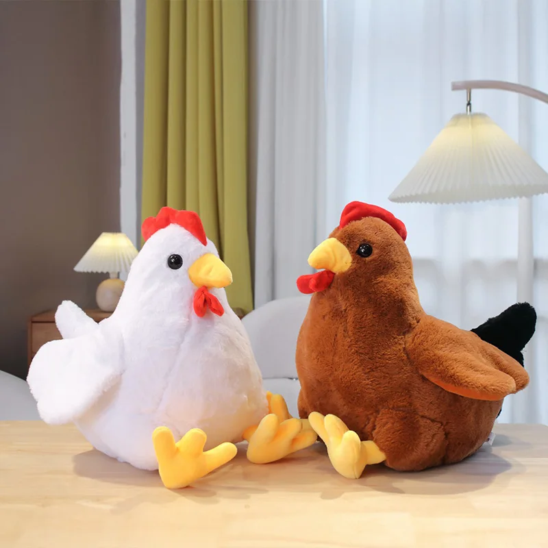 

30-40cm Kawaii White A Fat Rooster Stuffed Toy Cartoon Simulation Animal Chicken Plush Doll Elementary Student Gift For Children