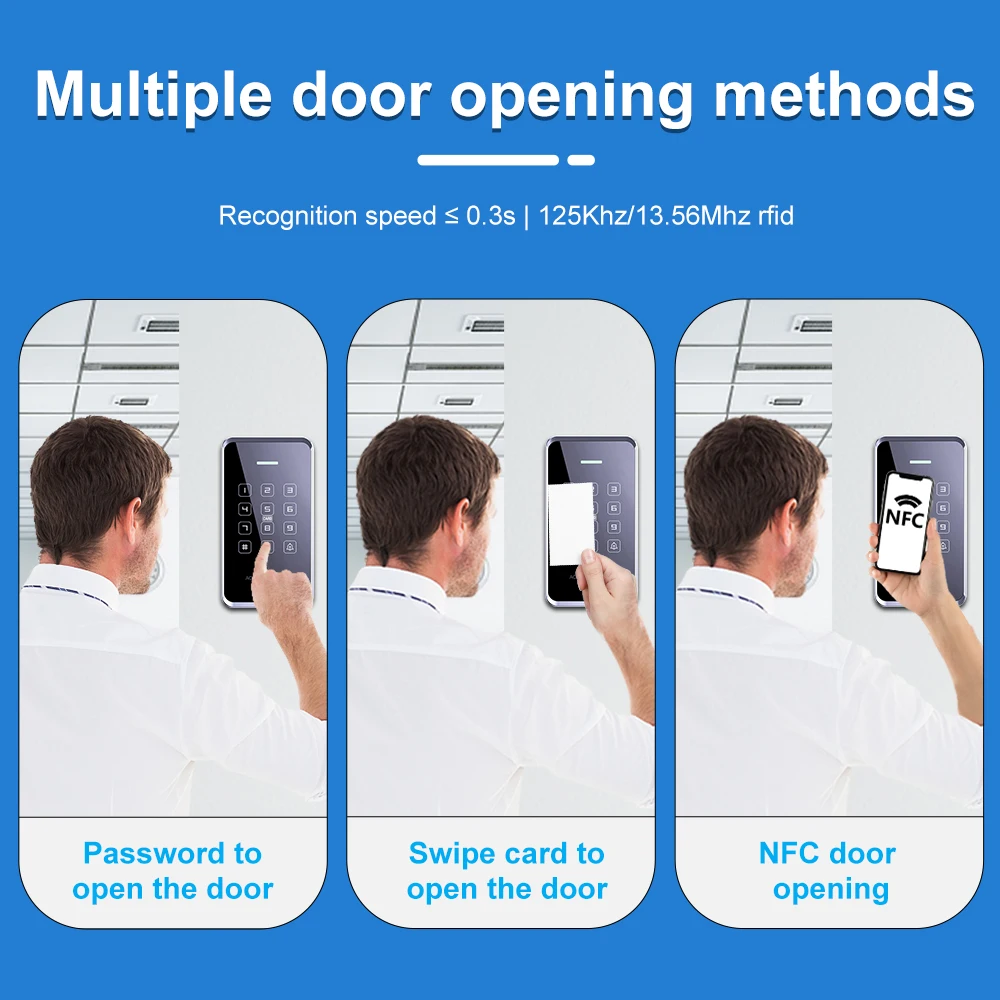 125KHz and 13.56Mhz RFID Access Control Keypad NFC EM/IC Card Reader Door Access Control System Door Lock Opener Keyboard System access control keypad
