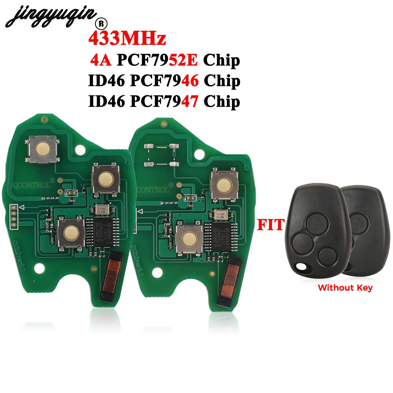 

jingyuqin 2/3 Buttons For Renault Clio Scenic Kangoo Megane 434Mhz PCF7952E 4A Chip ID46 PCF7946/47 Fob Remote Key Circuit Board