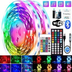 Wifi 1-30M USB Led Strip Lights RGB 5050/3528 Bluetooth APP Control Led Flexible Diode Decoration For Living Room Lamp Ribbon