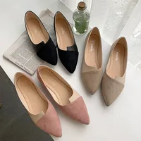 Pointed Toe Flat Shoes Women Solid Patchwork Slip On Shoes Casual Breathable Ballet Flats Daily All-Match Comfort Loafers Shoes 1