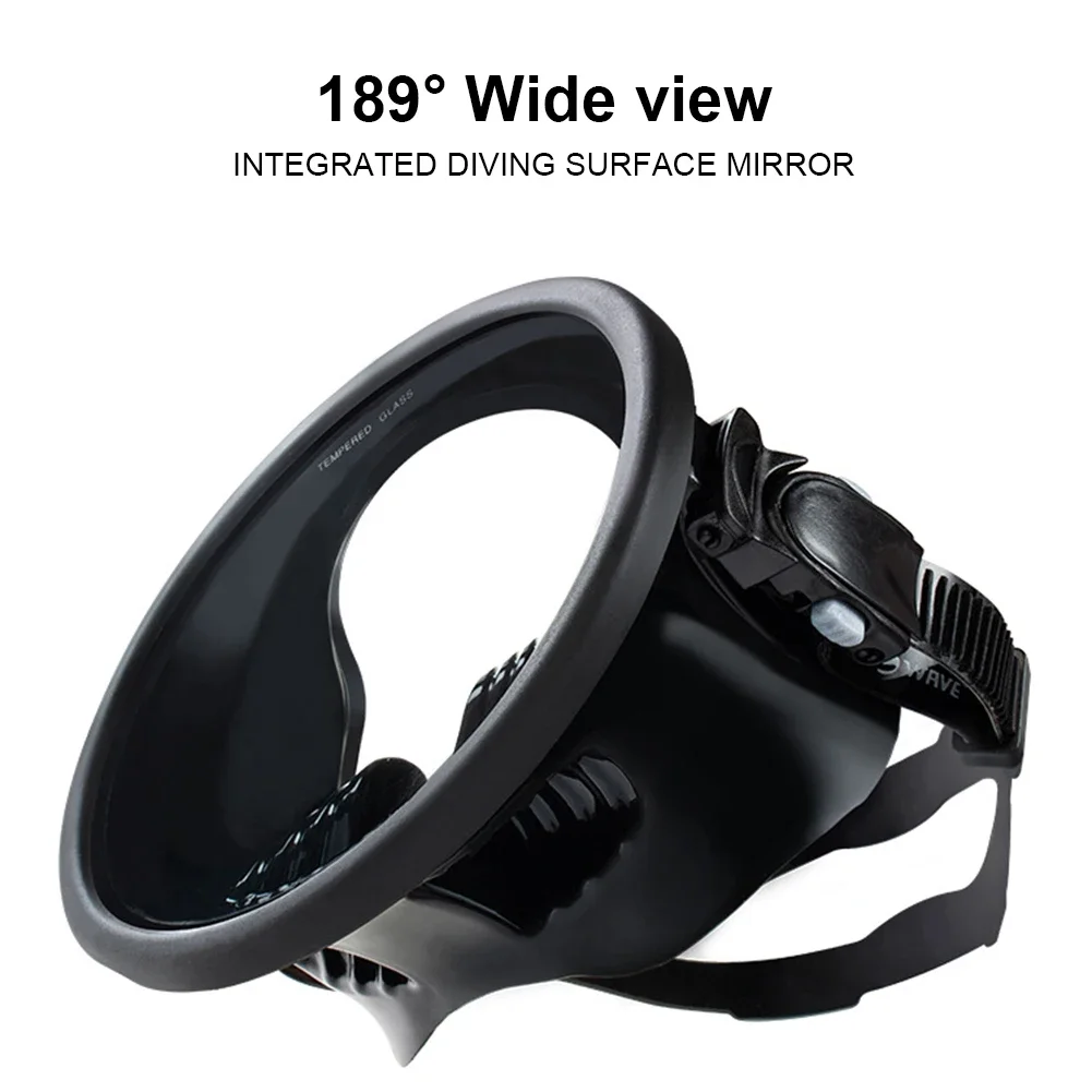 1Pc Oval Diving Mask Spearfishing Mask Classic Retro-Style Panoramic Wide View Scuba Goggles Tempered Glass Lens for Adults