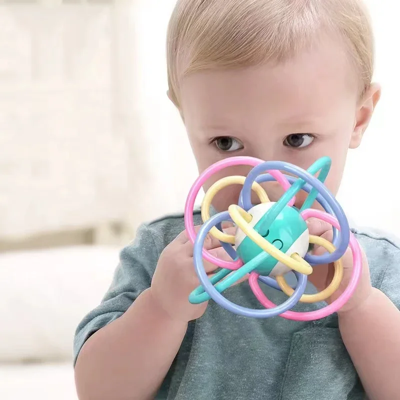 Cot rattle ball 0-3 years old toddler soft teether silicone ball toys teething baby itchy teeth Early Learning education