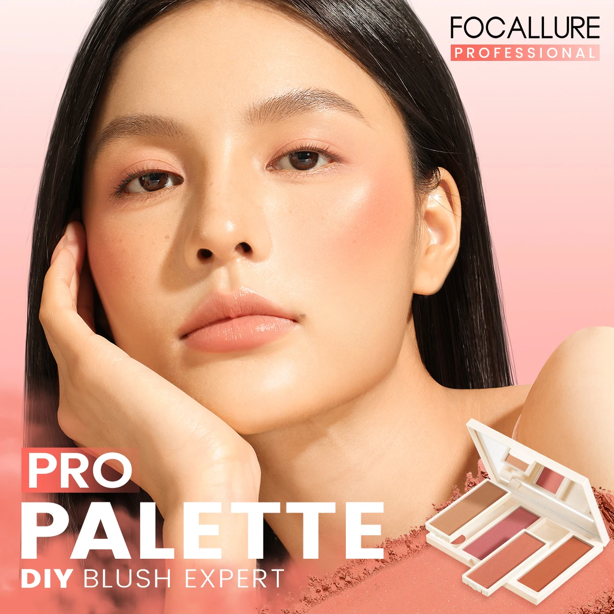 

FOCALLURE Face Blush Pro-palette DIY Multi-use Waterproof Lasting High Pigment Natural Blusher Powder Palette Makeup Cosmetics