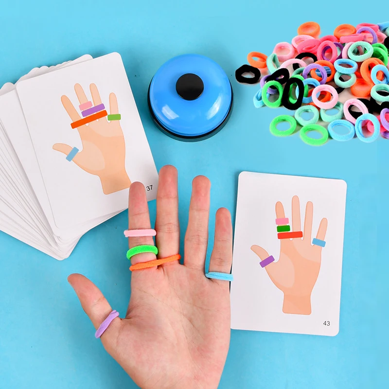 Early Educational Thinking Training Toy for Kids Fingers Ring Game with Elastic Bands and Bell Parent-child Interactive Games 2