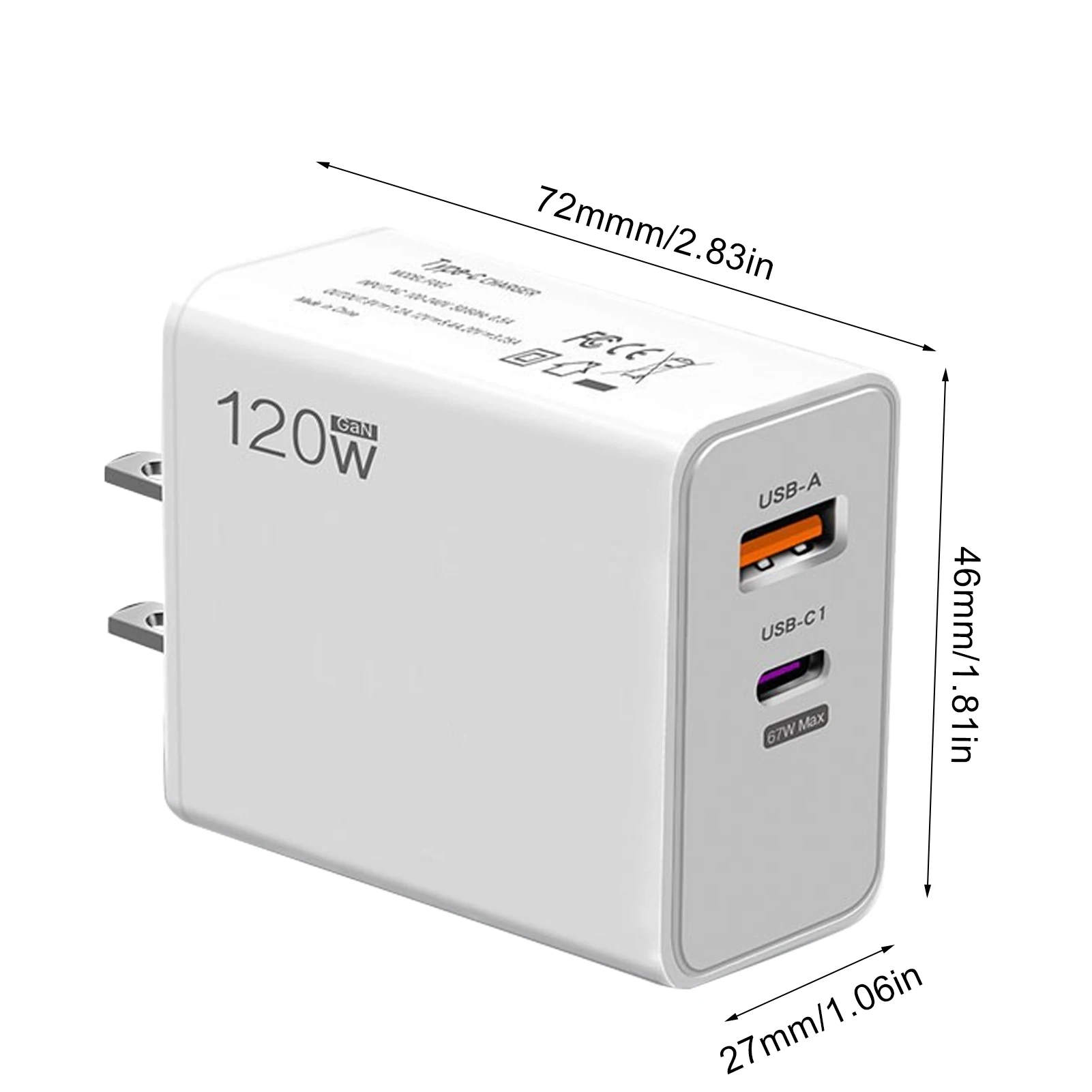 120W EU US Plug Fast USB Charger Wall Phone Charger Adapter for Phone Duals Port 2A Output Travel Charger