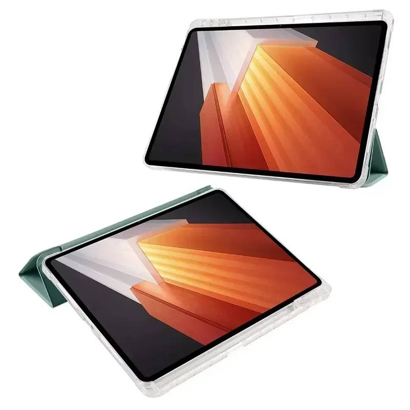 Elegant Trifold Soft TPU Back Cover with Pencil Holder for Tablets - 12.1 Sleeve