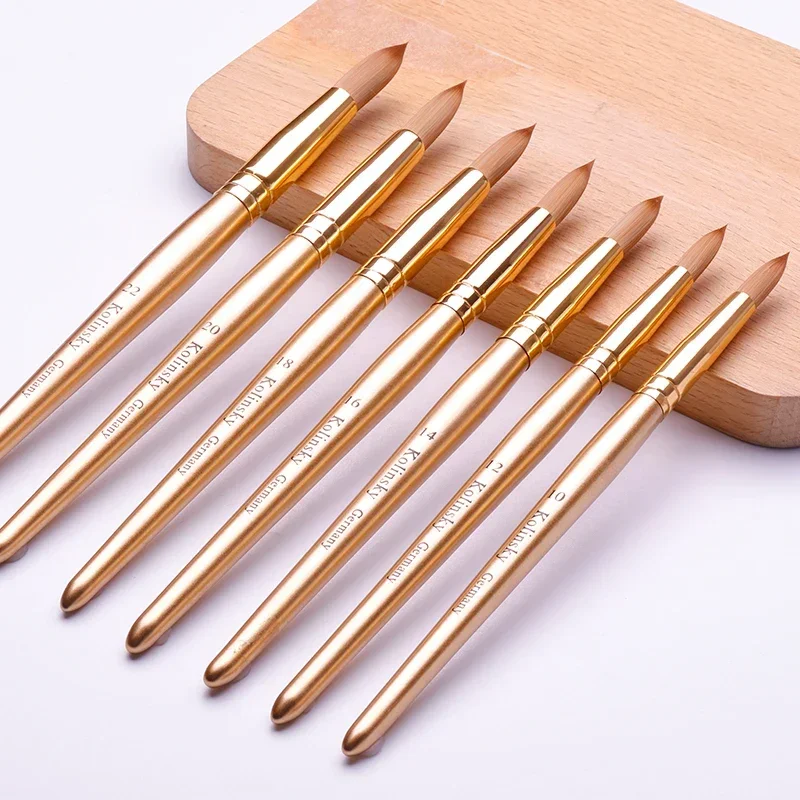 TIANMI Kolinsky Acrylic Nail Brush Art Nail Extension UV Gel Builder Tools Golden Nail Brushes Manicure Coating Drawing Pen 2