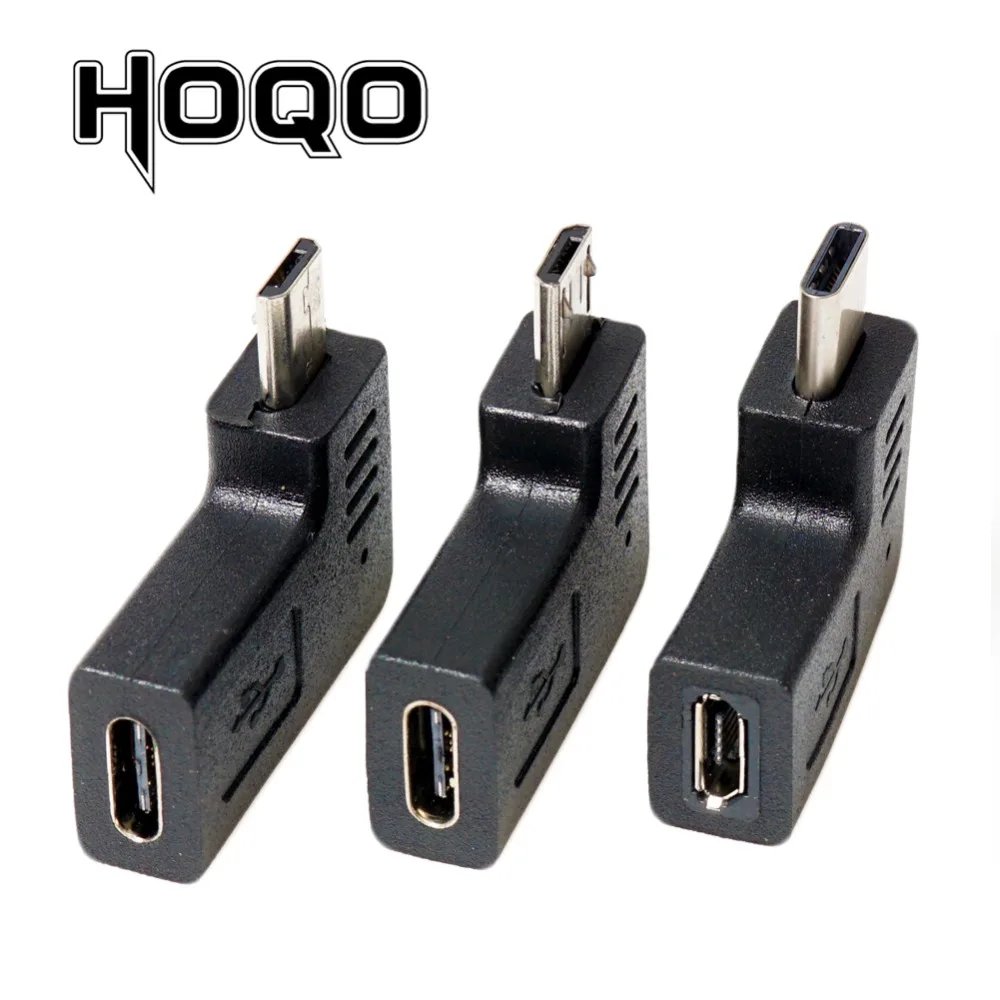 왼쪽 오른쪽 각도 마이크로 USB-유형-c 여성-마이크로 USB 남성 90도 유형 C 충전 데이터 어댑터 마이크로 USB USBC 변환기