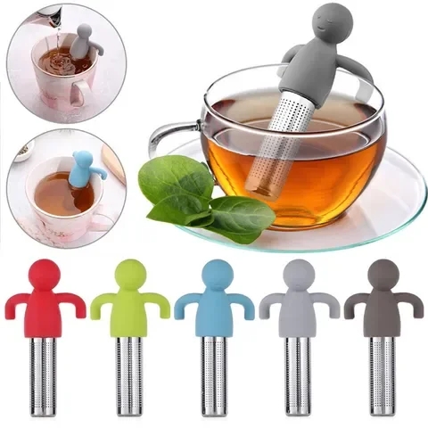 

Small Man Silicone Tea Strainer With Tea Infuser Filter for Brewing Tea Bags Tea Cup Decoration Kitchen Accessories & Tools