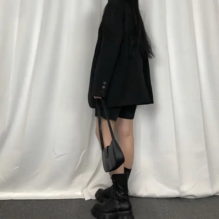 Women's Comfortable Solid Color Platform Boots, Fashion Lace Up Side Zipper Boots with Comfortable Design