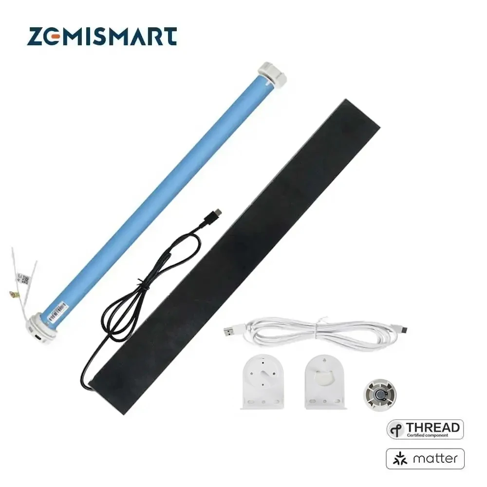 Zemismart Matter ด้าย Roller Shade ผ้าม่านมอเตอร์พลังงานแสงอาทิตย์แผงแบตเตอรี่ในตัวสําหรับ 37 38 มม.หลอด Google Home Smartthings Homekit 1