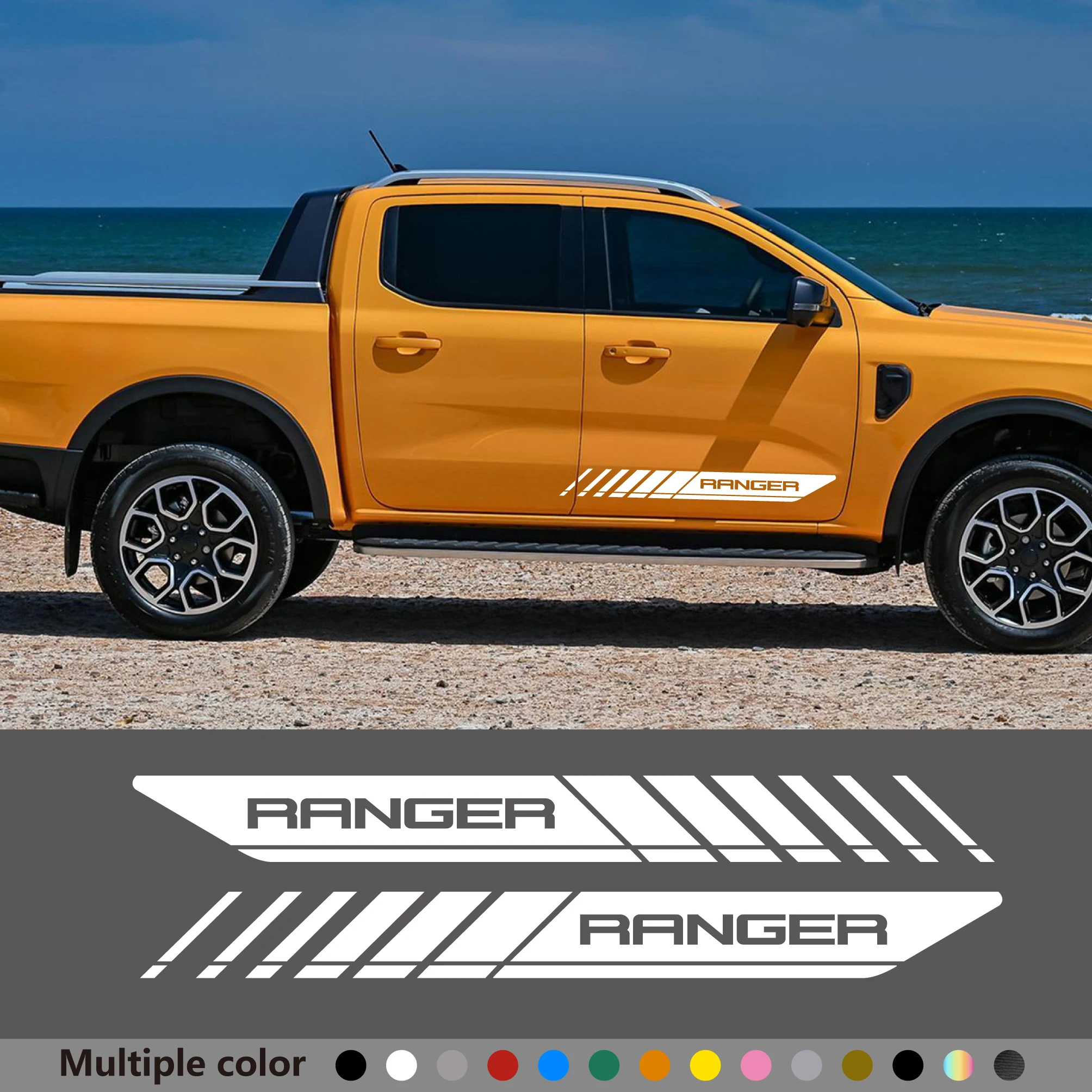 

Car Stickers Pickup Door Side Stripes Decals Apply For Ford Ranger Raptor XLT T6 T7 Truck Off Road Vinyl Decor Auto Accessories