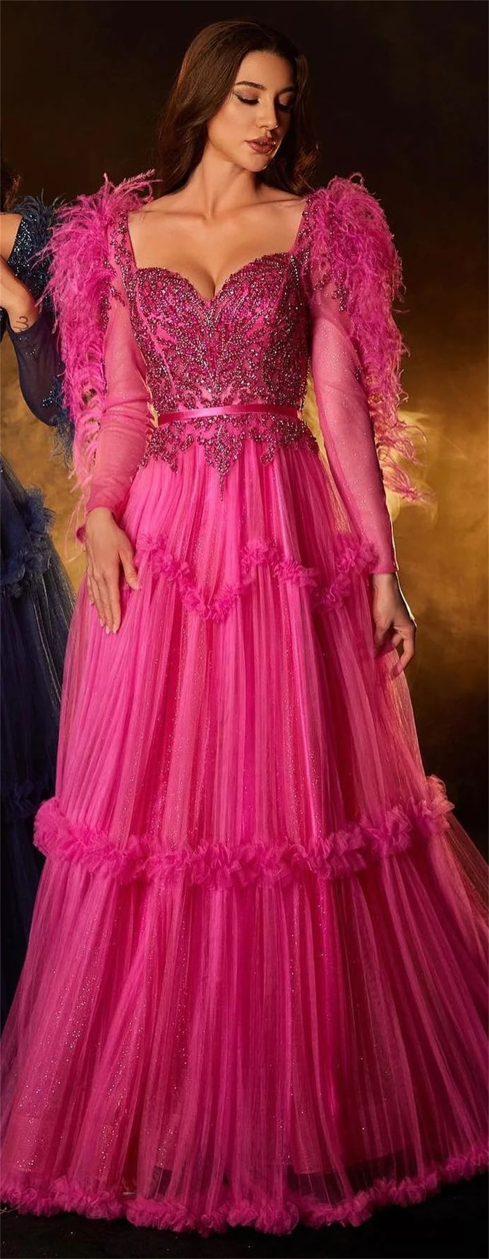 

Yipeisha Simple Sparkle Sweetheart Ball gown Cocktail Quinceanera Flowers Sequin Fold Chiffon Prom Dresses