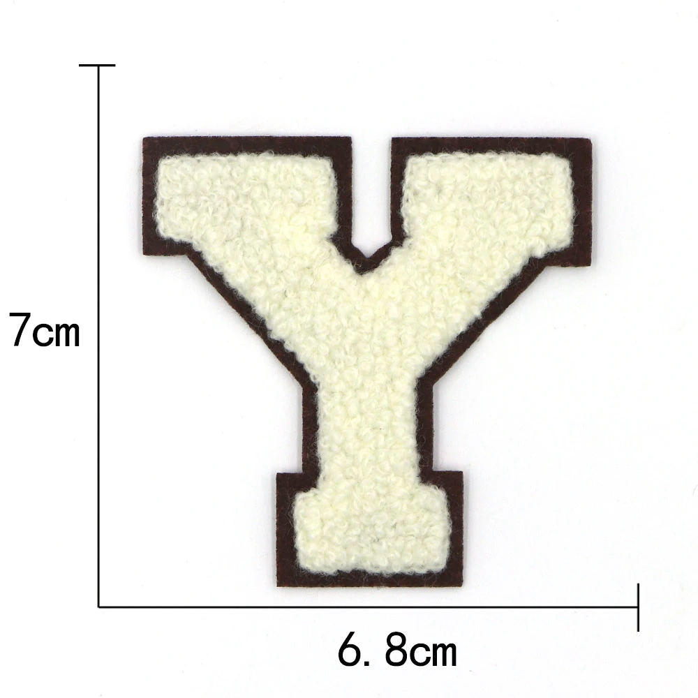 1PC A-Z Creme 70MM Chenille Buchstaben Patch Eisen auf Patch Name Buchstaben Patch Für Jeans Kleidung T-Shirt reparatur Alphabet Patch Abzeichen – Detail 27