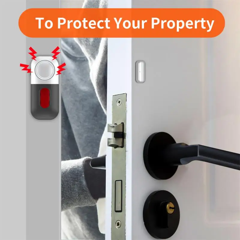 Door Window Anti-theft Alarm Security Protection 130dBLight Portable Door Magnetic Induction Alarm Easily Install for Hotel Home