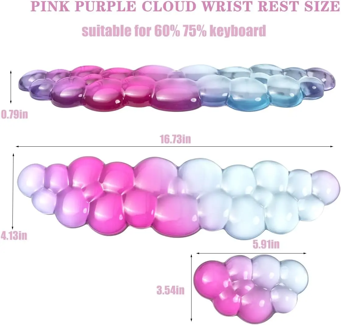 Ergonomic Cloud Silicone Gel Keyboard and Mouse Wrist Rest Set Clear Wrist Rest for Keyboard 60%/68%/75%