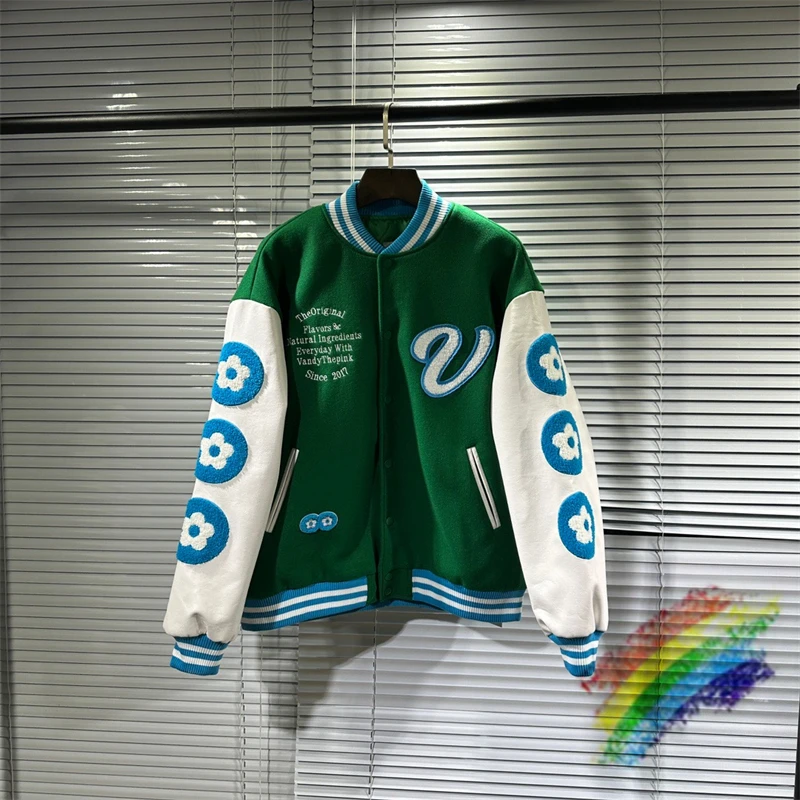 

Streetwear VandyThepink Baseball Coat Jacket Women Men Flocking Towel Embroider Oversized Clothing