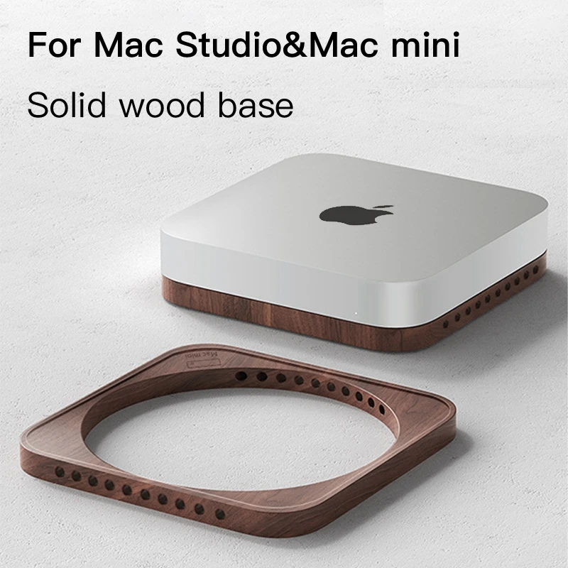 Suporte de Madeira para Apple Mac Mini Mac Studio Dustproof Holder Cooling Heat Mount Macmini Pedestal Rack Cradle Acessórios