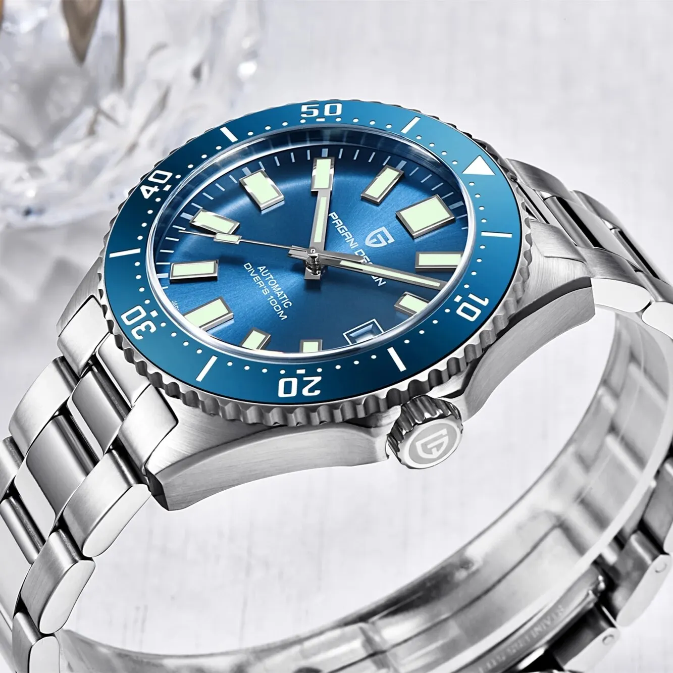 Mechanical Watch PAGANI DESIGN Men Watch Stainless Steel Automatic Mechanical Watch Sapphire Glass 100m Waterproof Reloj Hombre