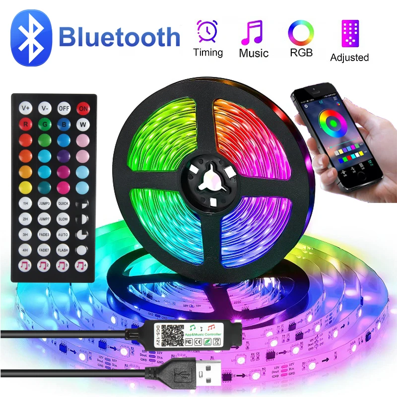 

3Keys 24Keys 44Keys Led Strip Lights RGB 5050 Infrared Control DC5V USB Tape Color Change Lamp for Christmas Bedroom Decoration