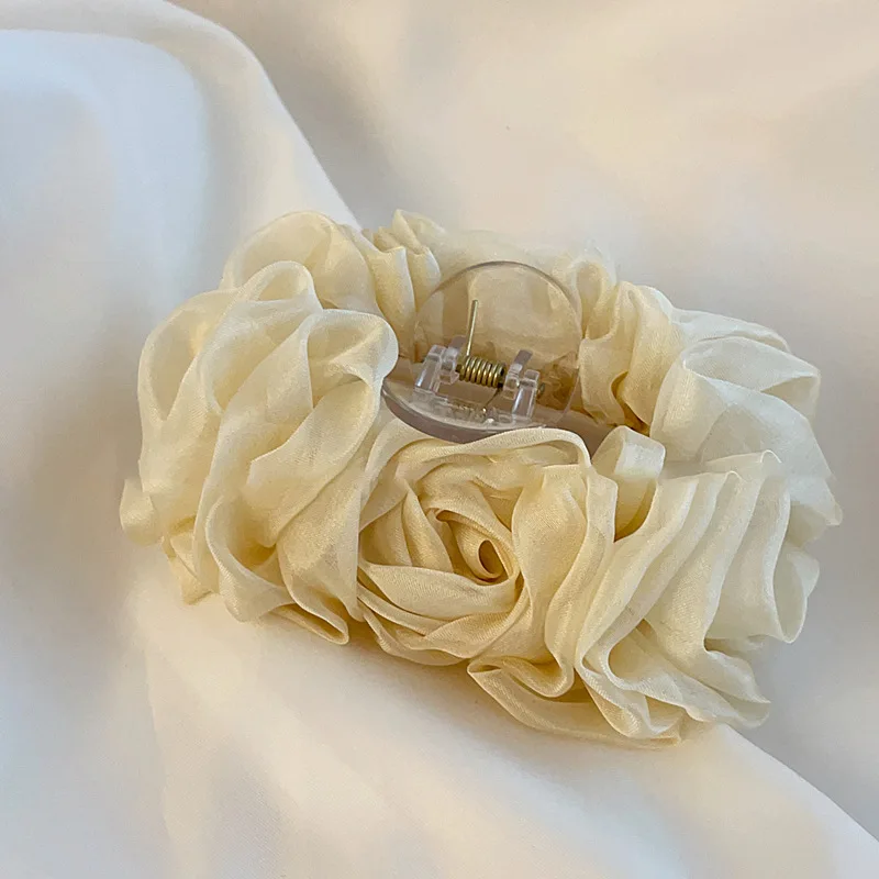 VANIKA Neue Sommer Süße Tüll Großen Bogen Haar Klaue Clips für Frauen Solide farben Elegante floral Pferdeschwanz Clip Kopfschmuck Zubehör – Detail 8