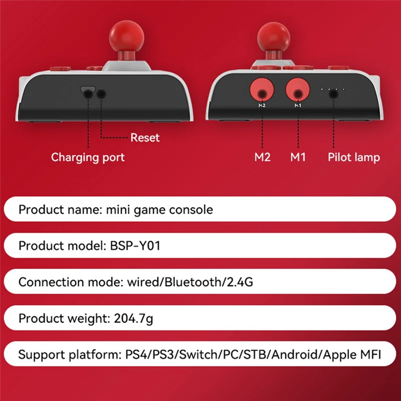 Wireless Arcade Game Console+2.4G Adapter Bluetooth Joystick Controller For Nintendo Switch PS4 PS3 PC Mobile Phone Durable C