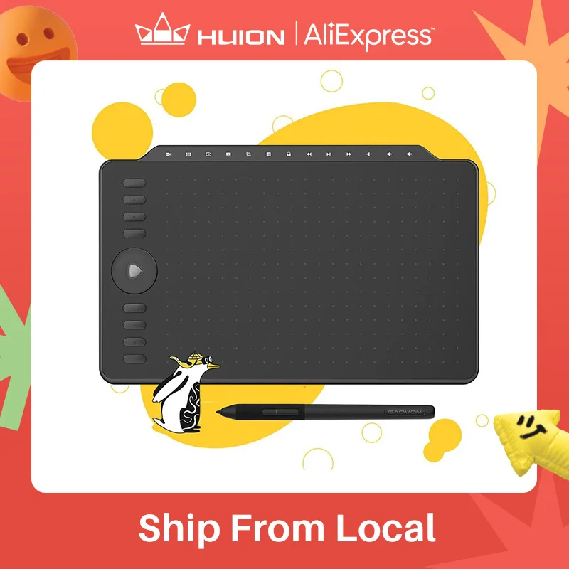 GAOMON Graphic Tablet M1220 12 Inch Drawing  Tablet Redail Tilt Support Battery-Free Pen 8 Express Keys with 13 Multimedia Keys