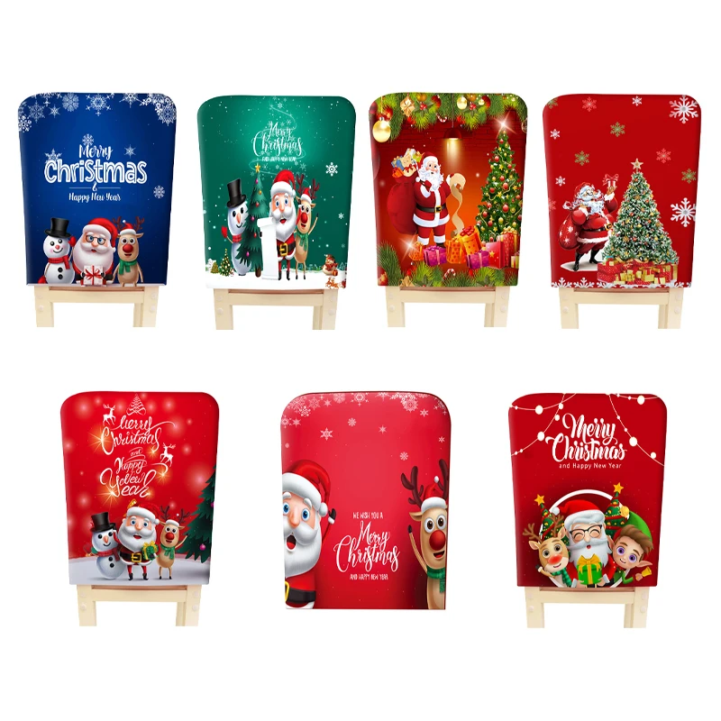 

1 шт. чехол на стул Санта-Клаус с надписью "Merry Christmas", мультяшный узор, Рождественское украшение для дома, Рождественское украшение, подарок на Новый год
