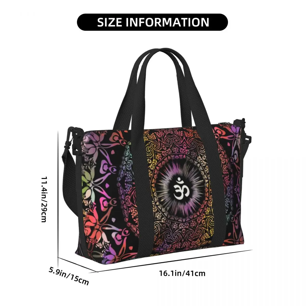 Mandala Om Buddhism Aum Beach Tote Bag Women Extra Large Gym Carry On Zen Yoga Meditation Travel Shopping Bags