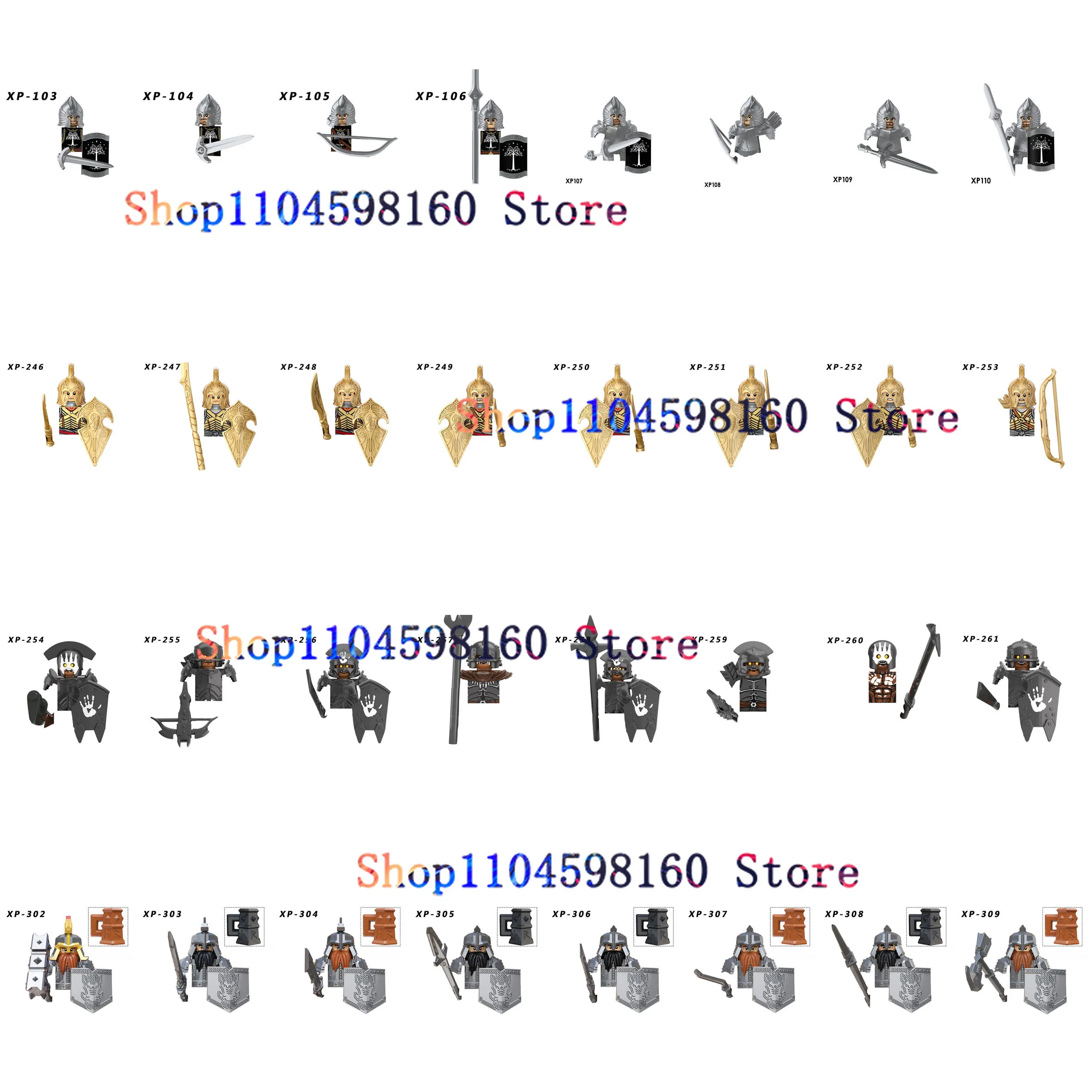 KT1014 KT1015 KT1032 KT1033 KT1040 Anime Movies TV Lord Rings Dwarf Noldor Elf Medieval Knights Building Blocks for Kids Gifts building block toys craft toys