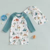 MISOWMNJOY Summer Baby Long Sleeve Swimwear Fashion Toddler Boys Rash Guard Swimsuit Dinosaur Print Zip Beachwar with Swim Cap 1