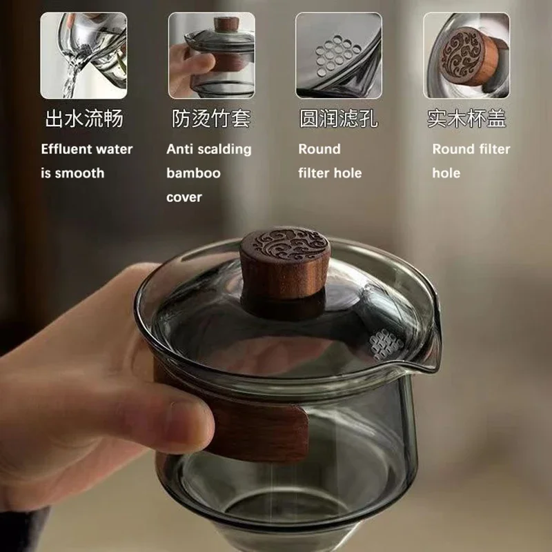 Japanese Glass Gaiwan Tea Tureen Single Heat-resistant and Scald Proof Sancai Cup Tea Set Kung Fu Cup and Bowl tea set