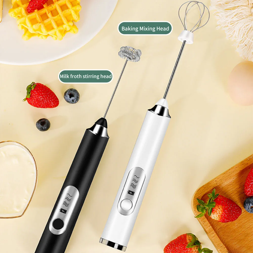 Milk Frother Handheld USB Rechargeable Electric Foam Maker with 2 Stainless  whisks, 3 Speeds Mini Milk Foamer Drink Mixer Mini Blender for Bulletproof