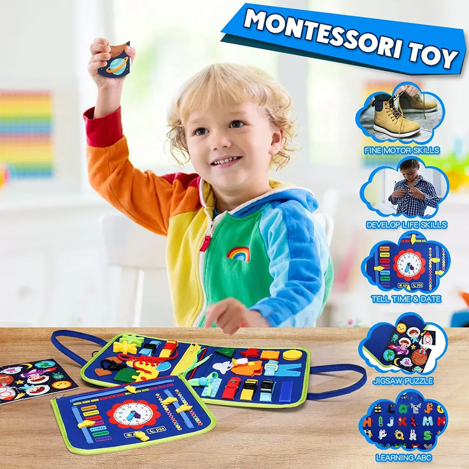 Montessori Toys Busy Sensory Activity Developing Motor Skills, Learning Board For Toddlers_voghion.com