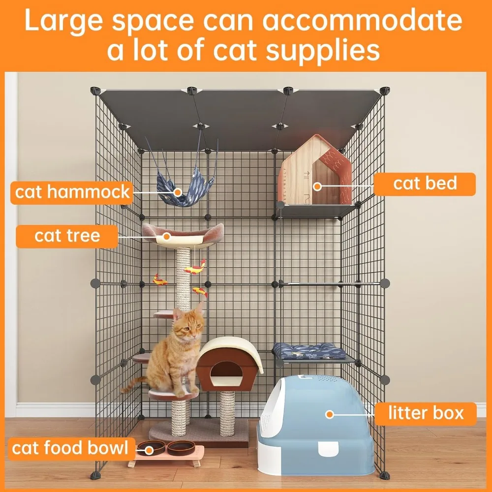 Large Cat Cage Enclosure Indoor DIY Cat Playpen Detachable Metal Wire Kennels Crate 2x3x4 Large Exercise Place
